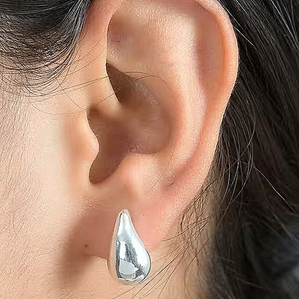 Rhodium over Sterling Silver Tear Drop Earrings - Picture 2 of 3